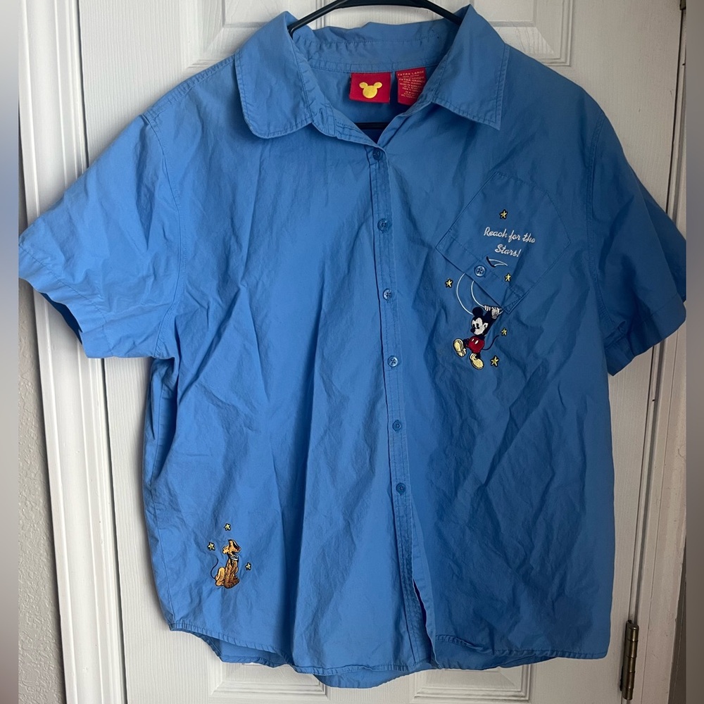 Disney Light Blue Men's Casual Shirt with Mickey Design